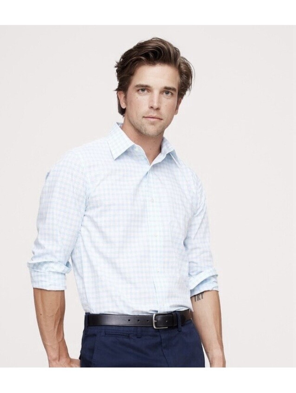 BANANA REPUBLIC NWOT Men’s Slim-Fit Non-Iron Shirt in Blue|White Check-Medium